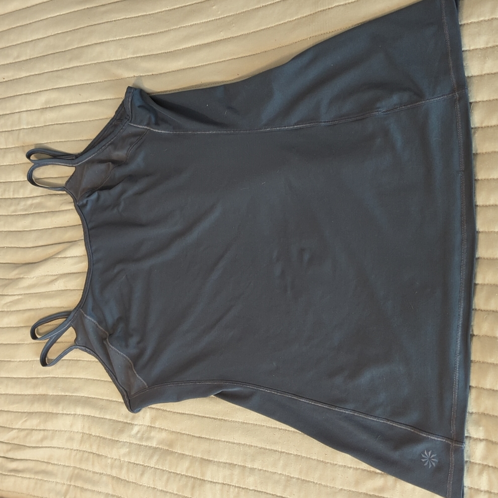 Athleta Women's Size Small Dusty Blue Mesh Detail V Back Athletic Tank Top